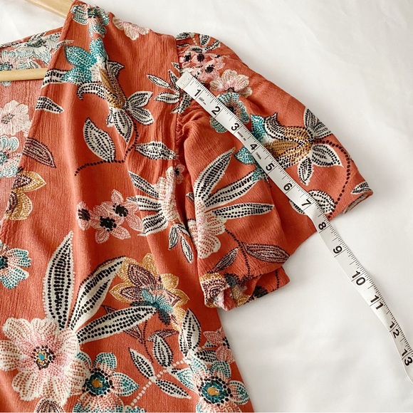 Boho Floral Short Sleeve Long Kimono Cardigan - Picture 4 of 10